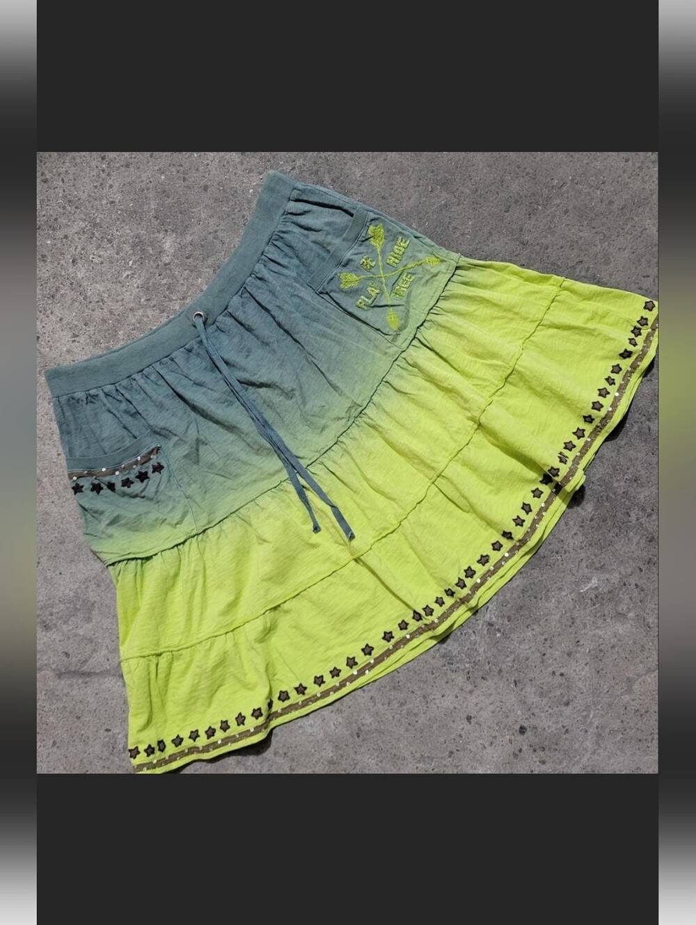 Double D Ranch Ombre Y2K Grunge Festival Coastal Cowgirl Boho Skirt Size Medium